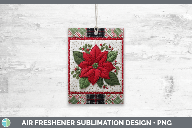 Poinsettia Christmas Quilted Patchwork Air Freshener Sublima