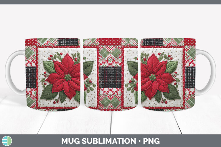 GorgeousChristmas Quilted Patchwork Mug Wrap design.