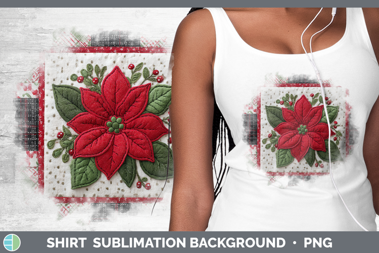 Poinsettia Christmas Quilted Patchwork Shirt Sublimation Des
