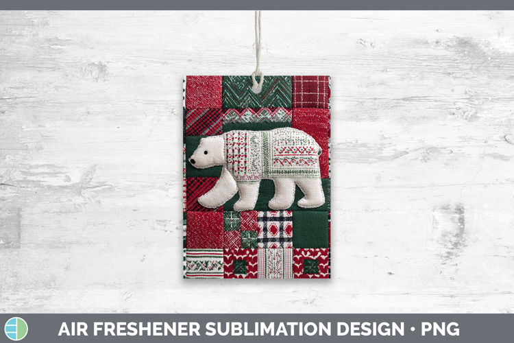 Polar Bear Christmas Quilted Patchwork Air Freshener Sublima