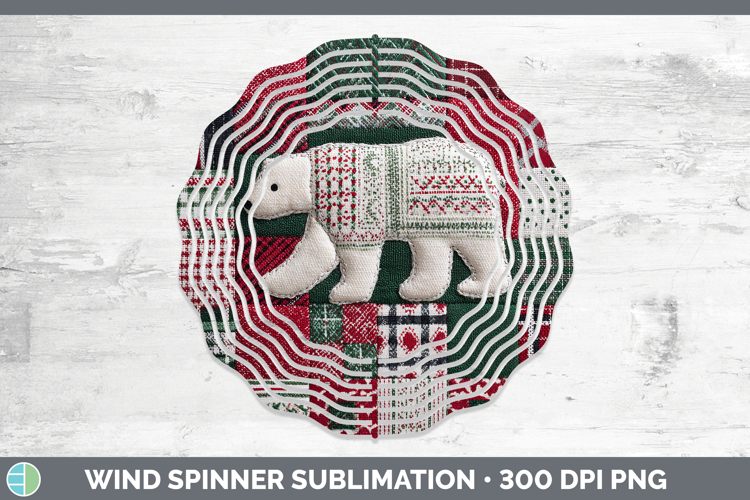 Polar Bear Christmas Quilted Patchwork Wind Spinner Sublimat