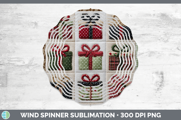Presents Christmas Quilted Patchwork Wind Spinner Sublimatio