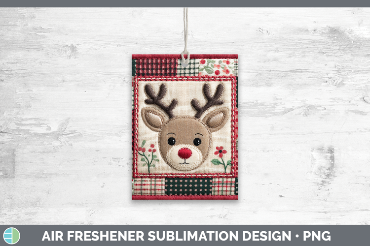 Reindeer Christmas Quilted Patchwork Air Freshener Sublimati