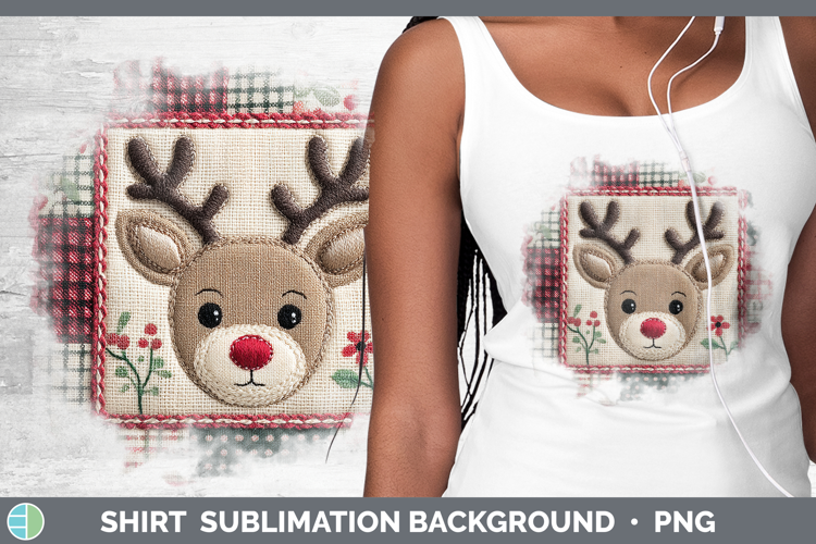 Reindeer Christmas Quilted Patchwork Shirt Sublimation Desig