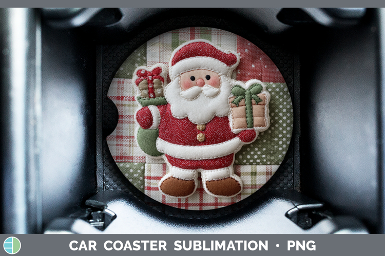 Santa Gifts Christmas Quilted Patchwork Car Coaster Sublimat