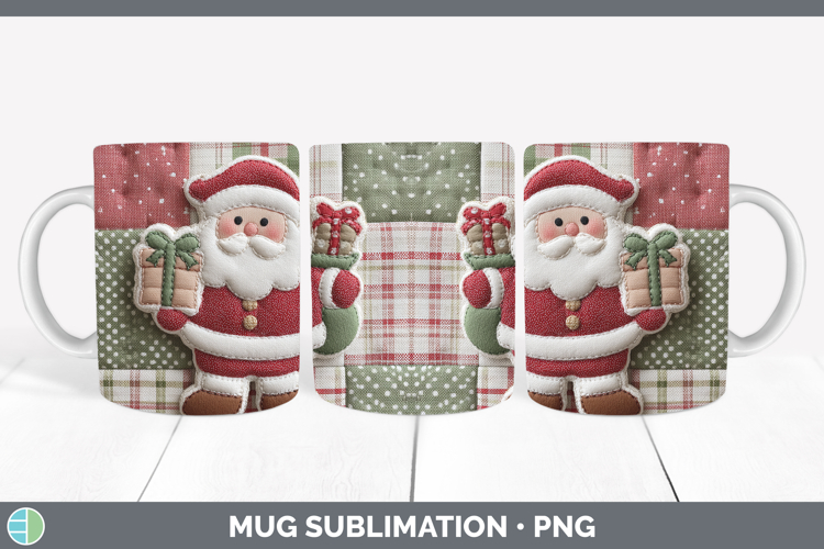 Santa Gifts Christmas Quilted Patchwork Mug Wrap Sublimation