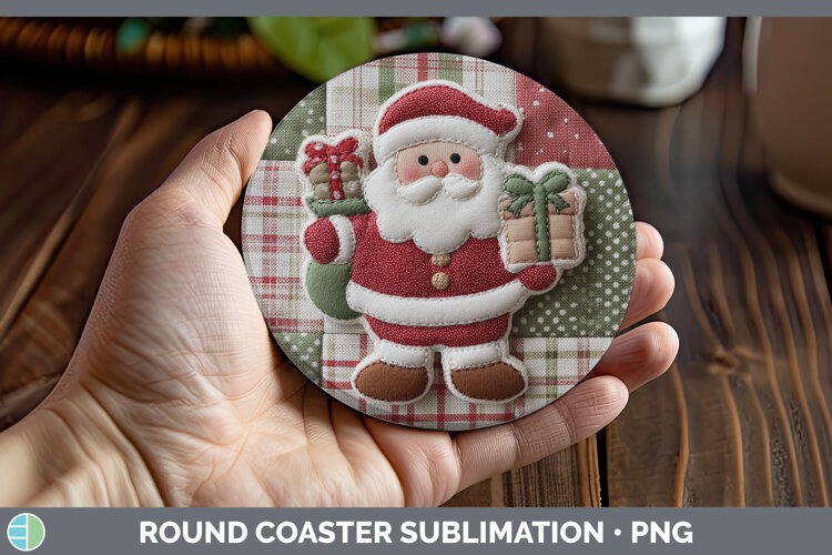 GorgeousChristmas Quilted Patchwork Round Coaster design.