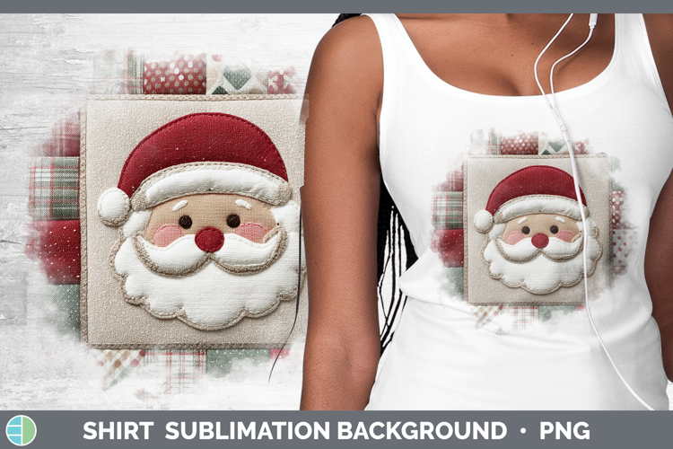 Santa Christmas Quilted Patchwork Shirt Sublimation Design