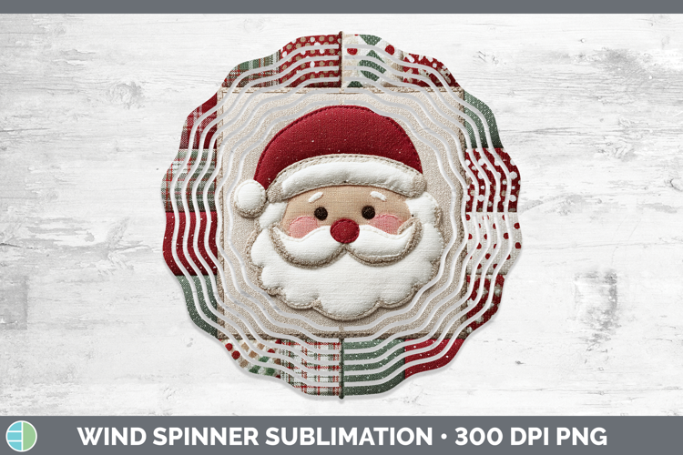 Santa Christmas Quilted Patchwork Wind Spinner Sublimation D