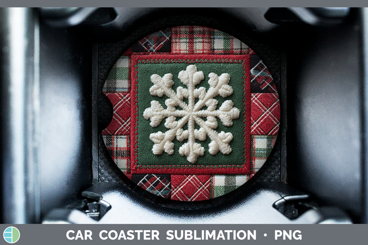 Snowflakes Christmas Quilted Patchwork Car Coaster Sublimati