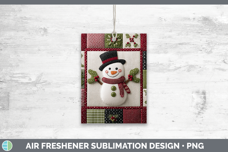 Snowman Christmas Quilted Patchwork Air Freshener Sublimatio