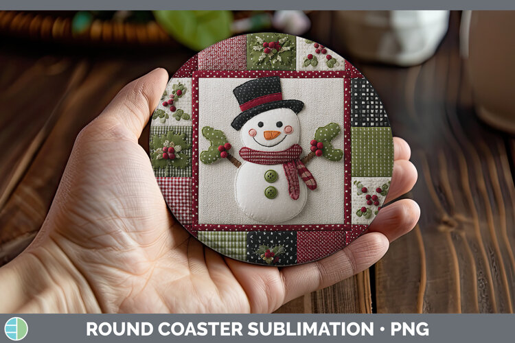 GorgeousChristmas Quilted Patchwork Round Coaster design.