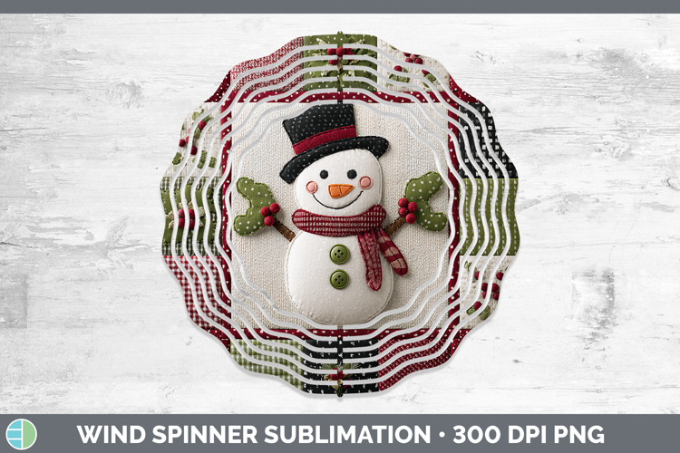 Snowman Christmas Quilted Patchwork Wind Spinner Sublimation