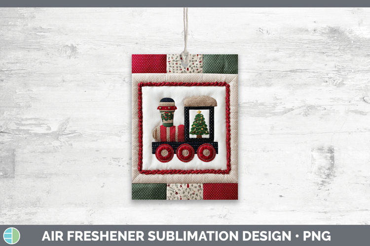 Train Christmas Quilted Patchwork Air Freshener Sublimation