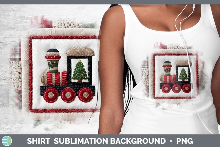 Train Christmas Quilted Patchwork Shirt Sublimation Design