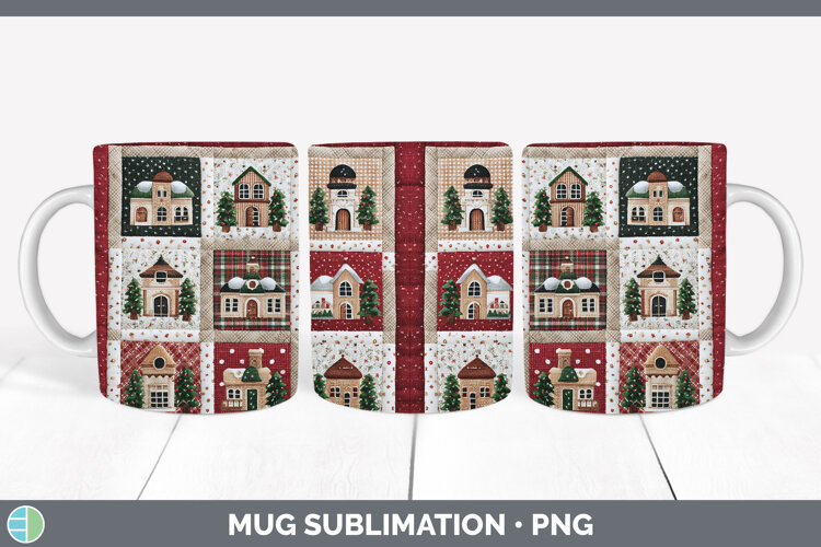GorgeousChristmas Quilted Patchwork Mug Wrap design.
