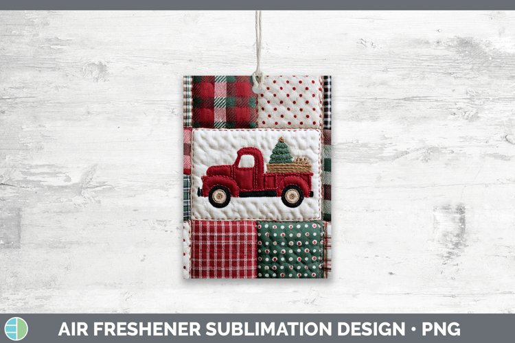 Vintage Truck Christmas Quilted Patchwork Air Freshener Subl