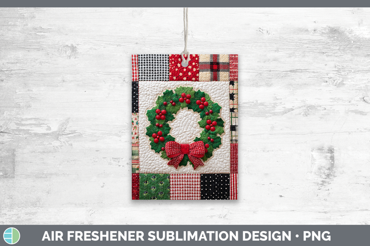 Wreath Christmas Quilted Patchwork Air Freshener Sublimation