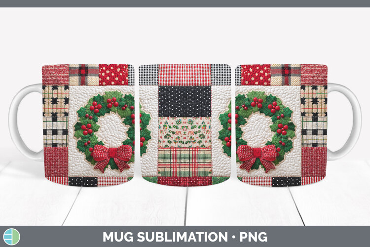 GorgeousChristmas Quilted Patchwork Mug Wrap design.