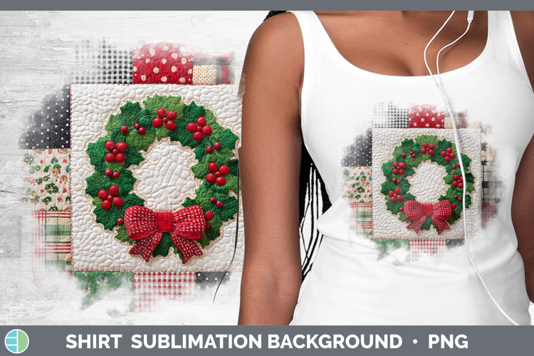 Wreath Christmas Quilted Patchwork Shirt Sublimation Design