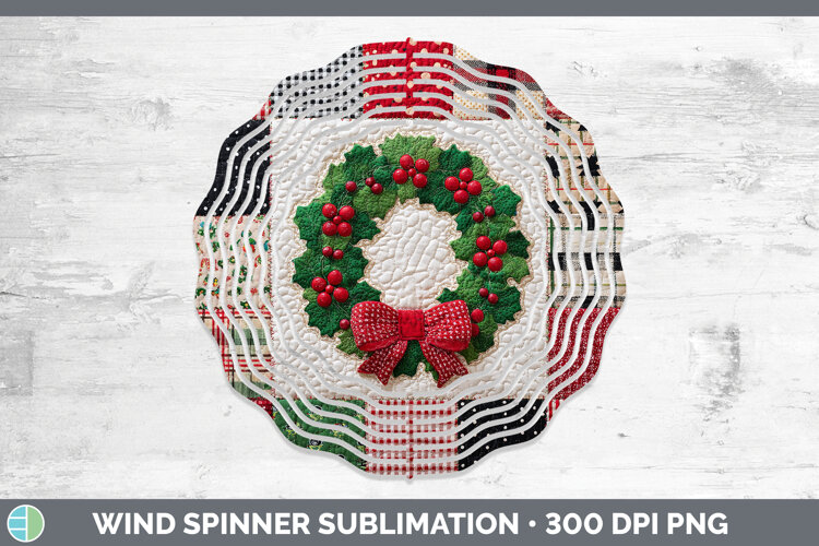 GorgeousChristmas Quilted Patchwork Wind Spinner design.