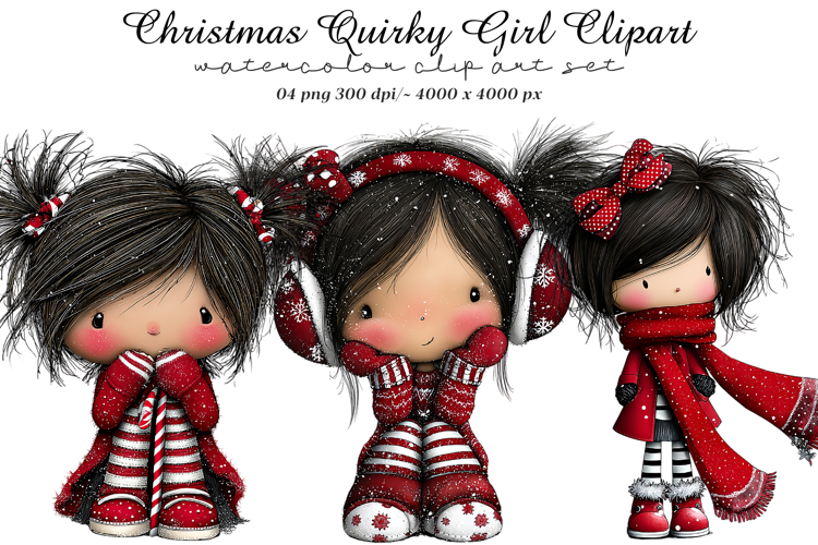 Christmas Quirky Girl Clipart