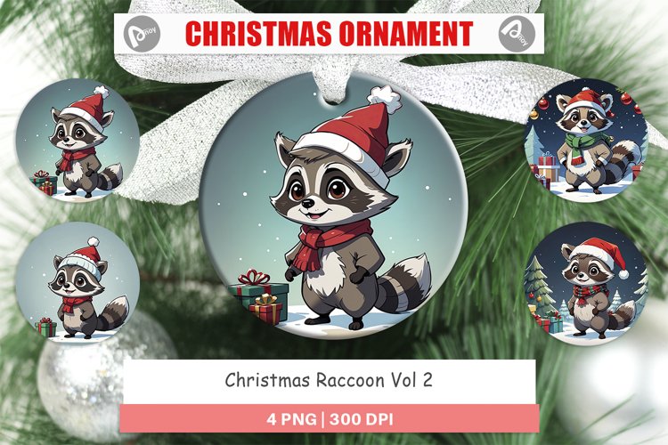 Christmas Ornaments Cartoon Christmas Raccoon