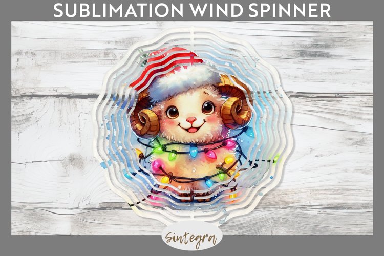Christmas Ram v3 Entangled in Lights Wind Spinner PNG