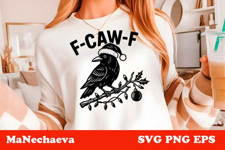 Funny Christmas Raven SVG | Merry F-CAW-F Sublimation