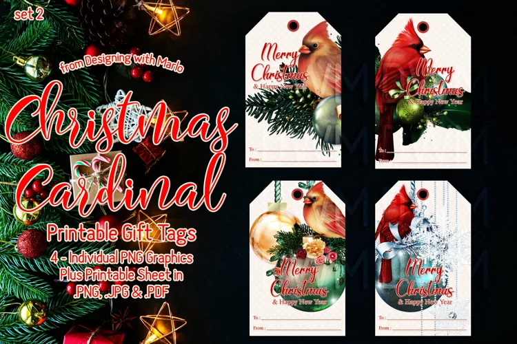Christmas Cardinals Printable Gift Tags & Sheet