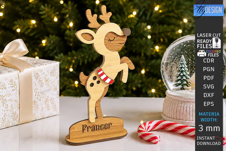3D Christmas Reindeer Stand Table Decor Laser Cut | Holidays