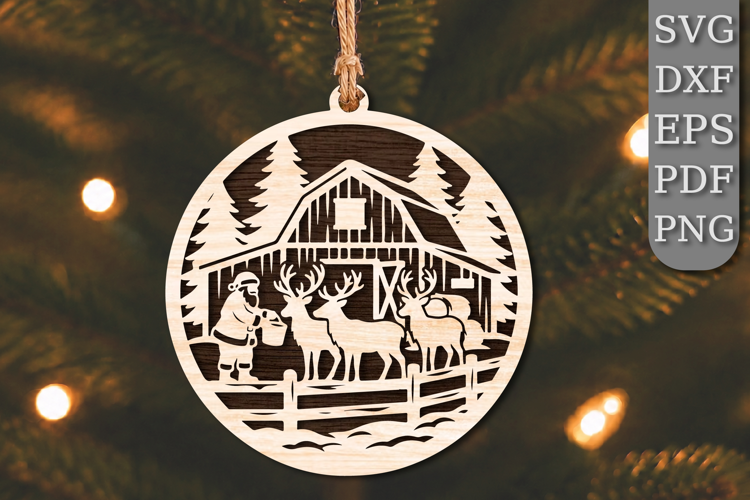 Christmas Reindeer Barn Laser Cut SVG