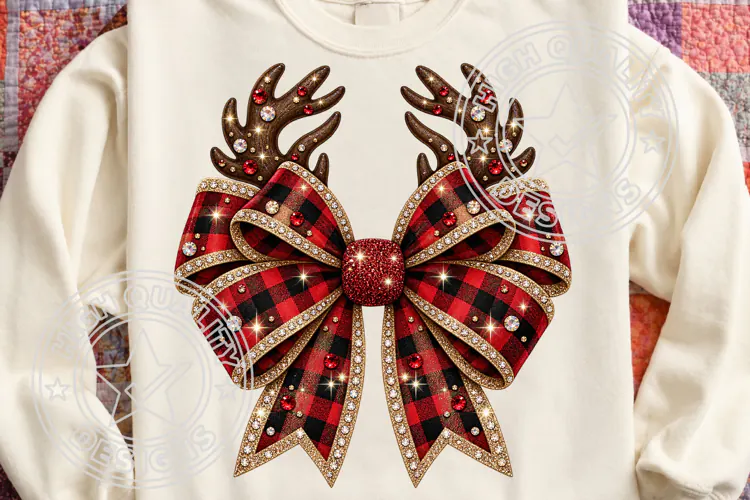 Christmas Reindeer Bow PNG, Holiday Clipart