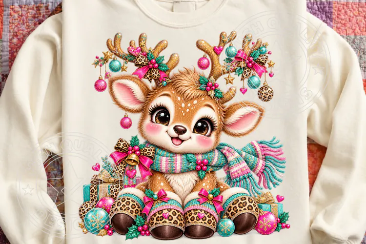 Christmas Reindeer Clipart , Whimsical Holiday Sublimation