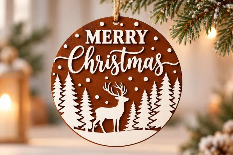 Christmas Reindeer Door Hanger SVG Laser Cut