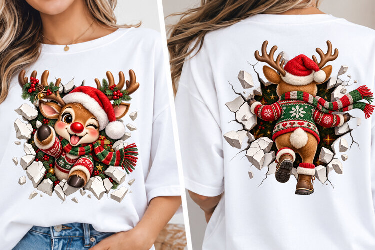 Christmas Reindeer Front and Back PNG example image 1