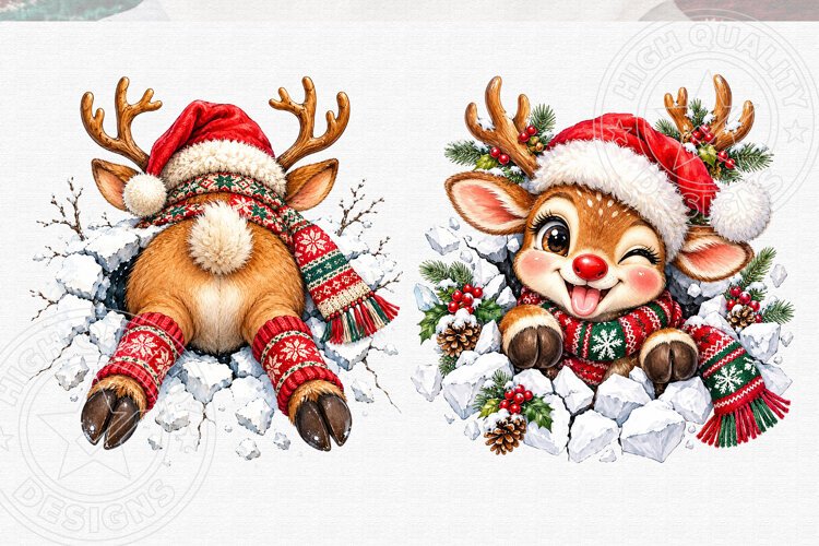 Christmas Reindeer Front and Back PNG example image 1