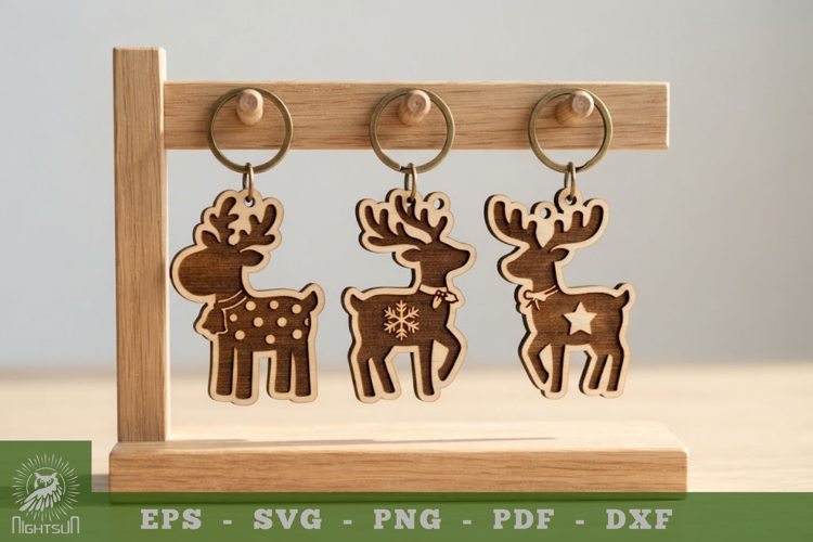 Christmas Reindeer Lasercut Keychain