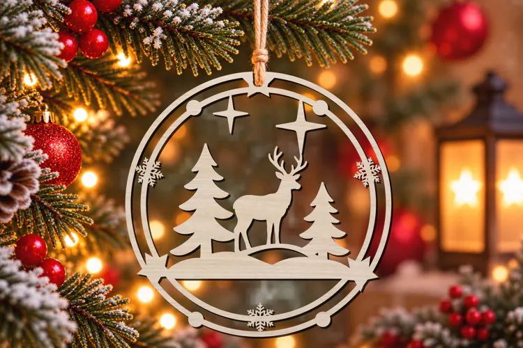 Christmas Reindeer Ornament Laser Cut