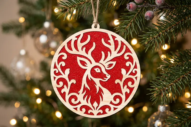 Christmas Reindeer Ornament Laser Cut
