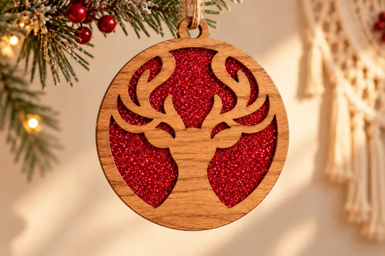 Christmas Reindeer Ornament Laser Cut SVG