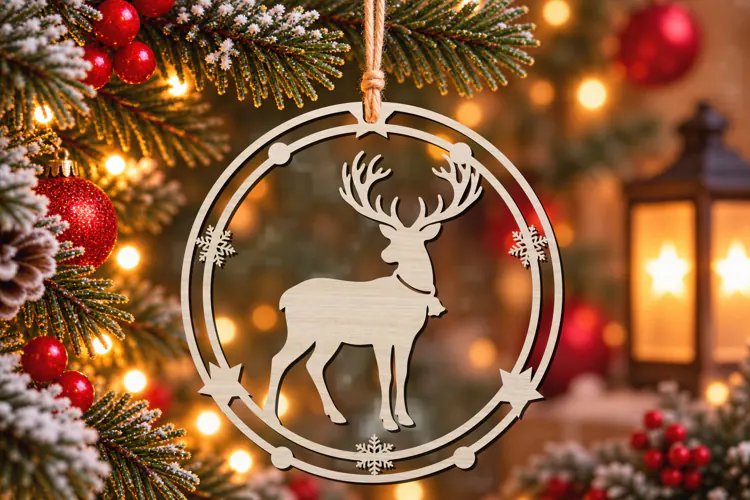 Christmas Reindeer Ornament Laser Cut SVG