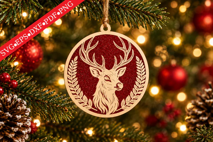 Christmas Reindeer Winter Forest SVG