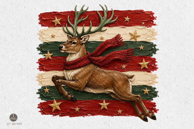 Christmas Reindeer Png, Rustic Holiday Deer Sublimation