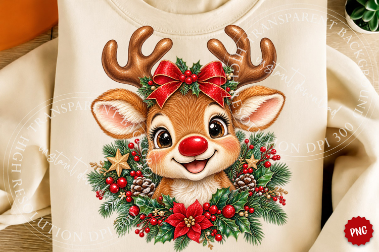 Christmas Reindeer Red Nose PNG