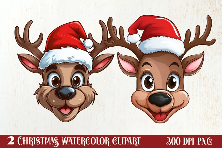 Christmas Reindeer Sublimation Clipart, Christmas SVG