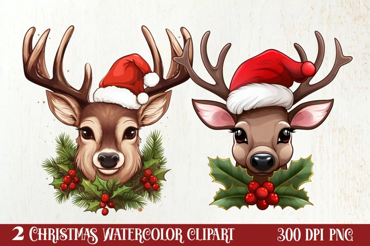 Christmas Reindeer Sublimation Clipart, Christmas SVG