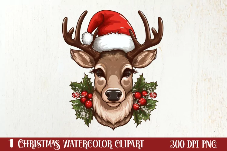 Christmas Reindeer Sublimation Clipart, Christmas SVG