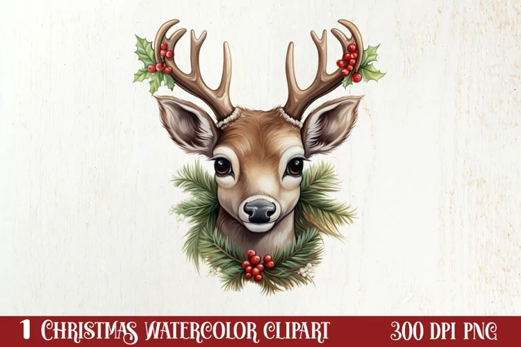 Christmas Reindeer Sublimation Clipart, Christmas SVG