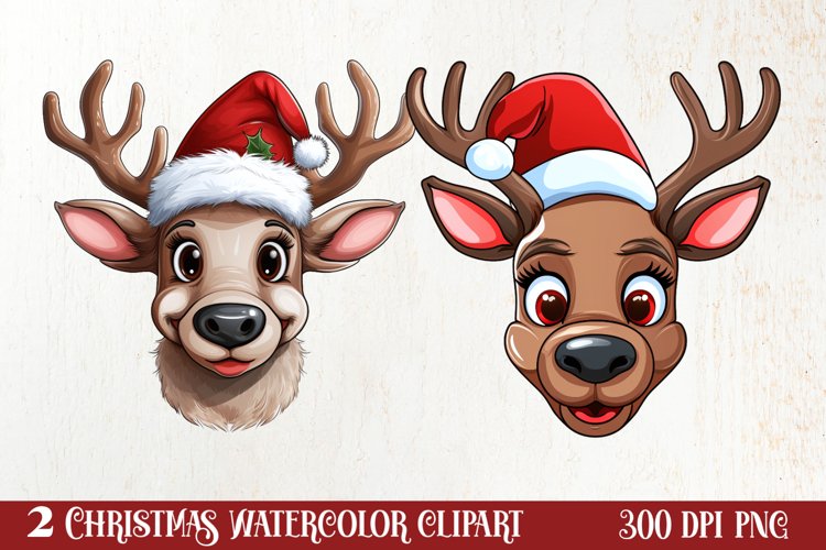 Christmas Reindeer Sublimation Clipart, Christmas SVG example image 1